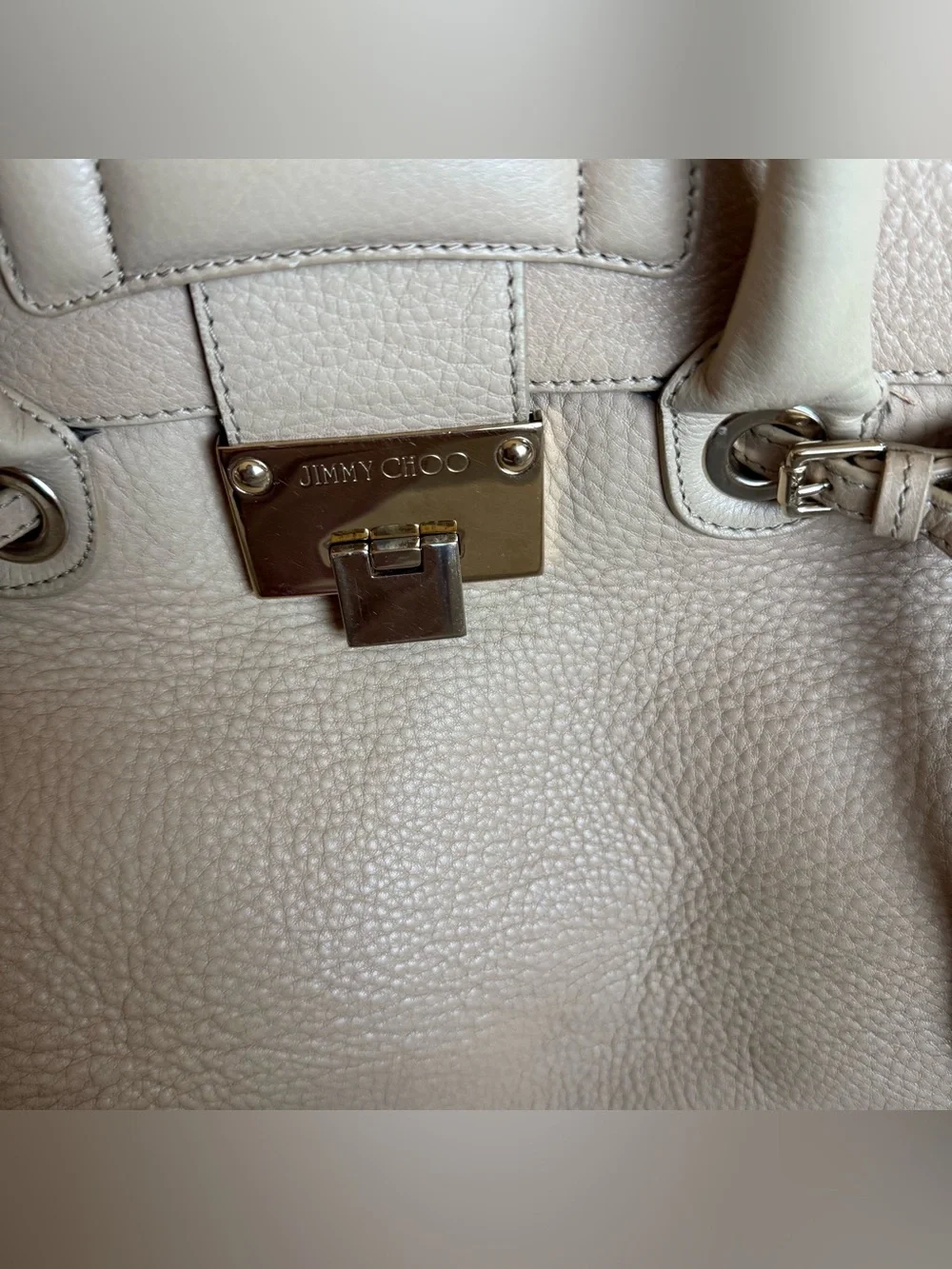 Jimmy Choo Rosalie Beige Leather Satchel Handbag – Missing Shoulder Strap